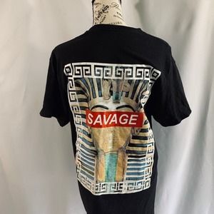 Savage Pharaoh T Shirt Mens The Young and Wild Tee Black 100% Cotton Size Medium